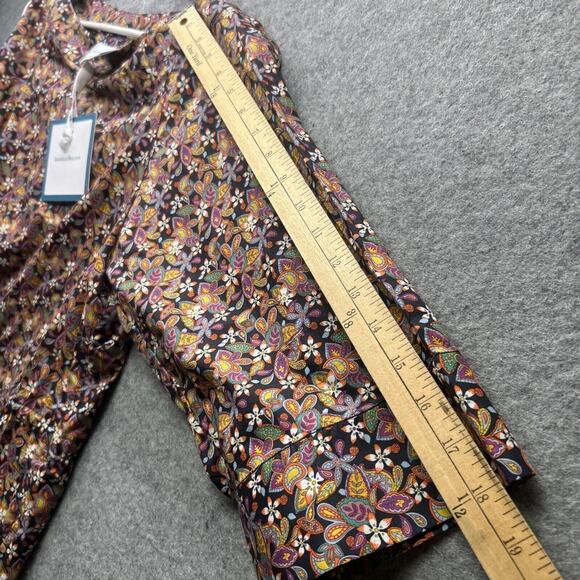 Danielle Rollins Audrey Liberty Lemon Flowers Top Women's Sm NEW Quarter Sleeve - Picture 9 of 9